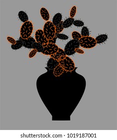 Cactus in pot. Flat, cartoon style. Vector illustration. Design element .