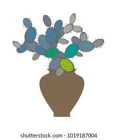 Cactus in pot. Flat, cartoon style. Vector illustration. Design element .