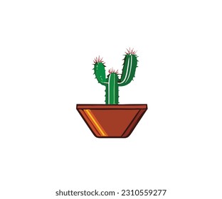 Cactus pot with flowers illustration logo vector image