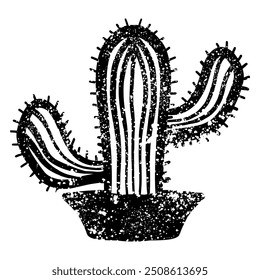 Cactus in pot with grunge texture