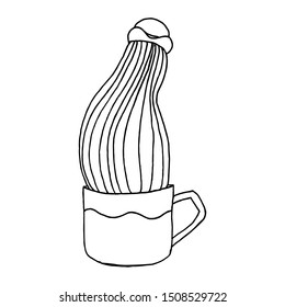 Cactus in a pot with a hat