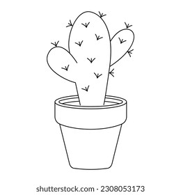 Cactus en una olla, planta de origen, ilustración vectorial