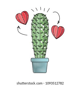 cactus in pot houseplant with heart