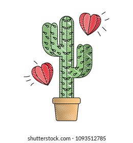 cactus in pot houseplant with heart