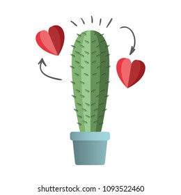 cactus in pot houseplant with heart