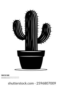 Cactus in a pot icon design vector illustration