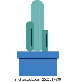 Cactus pot icon flat flower succulent plant vector