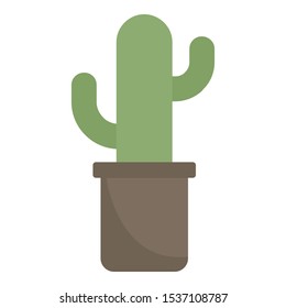 Cactus pot icon. Flat illustration of cactus pot vector icon for web design