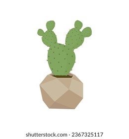 Cactus in pot icon. Flat illustration of cactus in pot icon for web design