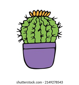cactus in a pot icon hand drawn. vector, minimalism, scandinavian, doodle, cartoon. sticker, plant, flower, succulent.