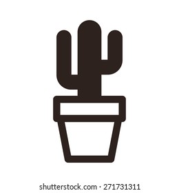 Cactus in pot icon isolated on white background