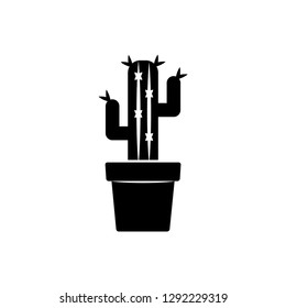cactus and pot icon logo vector 