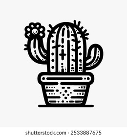 Cactus pot icon logo vector 