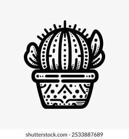 Vector de logotipo de icono de olla de cactus 
