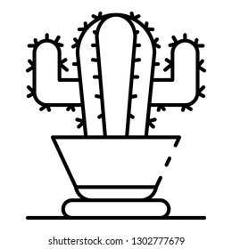 Cactus pot icon. Outline cactus pot vector icon for web design isolated on white background