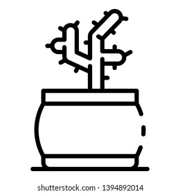 Cactus pot icon. Outline cactus pot vector icon for web design isolated on white background