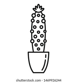 Cactus pot icon. Outline cactus pot vector icon for web design isolated on white background