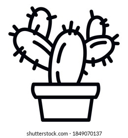 Cactus pot icon. Outline cactus pot vector icon for web design isolated on white background