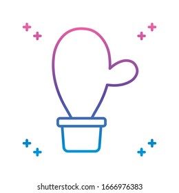 cactus pot icon over white background, gradient line style, vector illustration