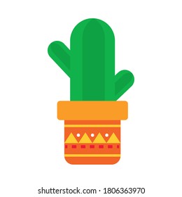 cactus en un icono de olla sobre fondo blanco, estilo plano, ilustración vectorial