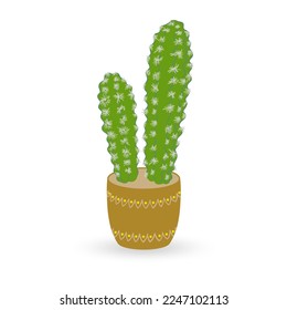 Cactus pot icon. Patted plant logo. Desert potplant cartoon design. Vector illustration.
