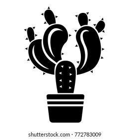 Cactus in pot icon. Simple illustration of cactus in pot vector icon for web