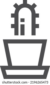 Cactus pot icon. Succulent in flowerpot black line symbol