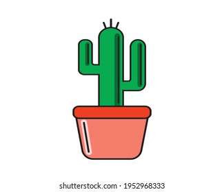un cactus en el icono de la olla y el vector