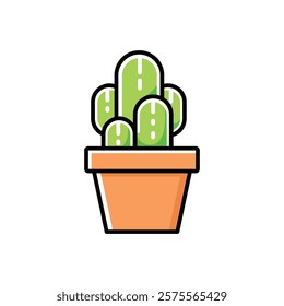 cactus in a pot. cactus icon vector. flat color vector illustration