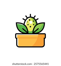 cactus in a pot. cactus icon vector. flat color vector illustration