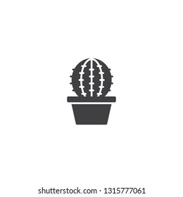 Cactus and pot icon vector illustration