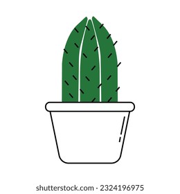 Cactus in pot icon. Vector illustration on white background.