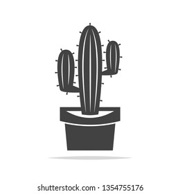 Cactus in pot icon vector isolated