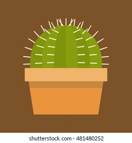 cactus in pot illustration vector, flat design