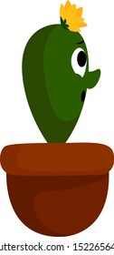 Cactus in pot, illustration, vector on white background.