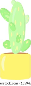 Cactus en la olla, ilustración, vector sobre fondo blanco.