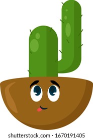 Kakteen in Topf, Illustration, Vektorillustration auf weißem Hintergrund.