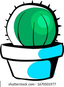 Cactus in pot, illustration, vector on white background.
