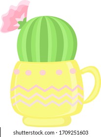 Cactus in pot, illustration, vector on white background