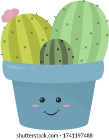 Cactus in pot , illustration, vector on white background