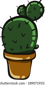 Cactus in a pot , illustration, vector on white background
