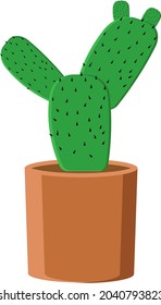 Cactus in a pot, illustration, vector on white background.