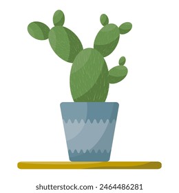 Cactus in a pot, indoor plant on a white background, flat illustration