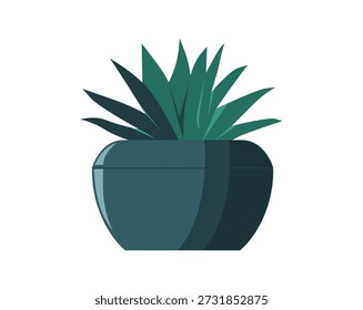 Cactus in pot isolated icon. Plants indoor room, houseplant, floral interior decoration design element illustration.