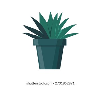 Cactus in pot isolated icon. Plants indoor room, houseplant, floral interior decoration design element illustration.