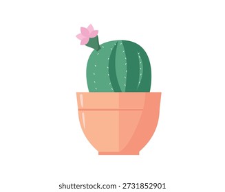 Cactus in pot isolated icon. Plants indoor room, houseplant, floral interior decoration design element illustration.