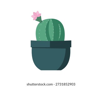 Cactus in pot isolated icon. Plants indoor room, houseplant, floral interior decoration design element illustration.