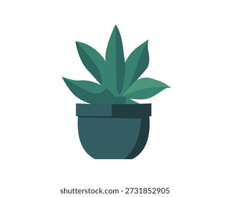 Cactus in pot isolated icon. Plants indoor room, houseplant, floral interior decoration design element illustration.