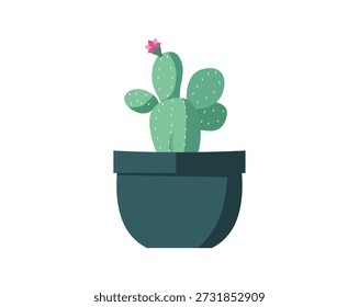 Cactus in pot isolated icon. Plants indoor room, houseplant, floral interior decoration design element illustration.