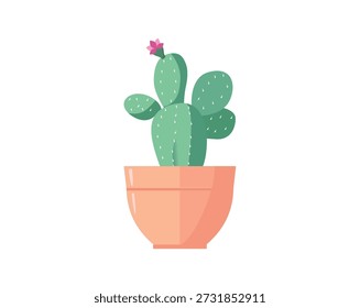Cactus in pot isolated icon. Plants indoor room, houseplant, floral interior decoration design element illustration.